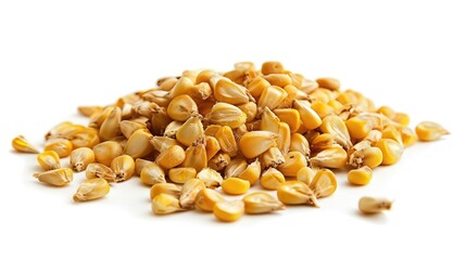 Corn seed dried on a white background