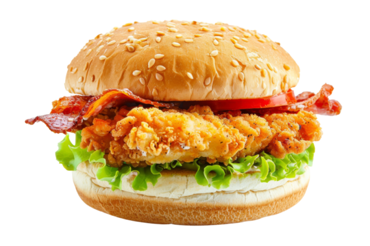 Crispy Fried Chicken Bacon Burger