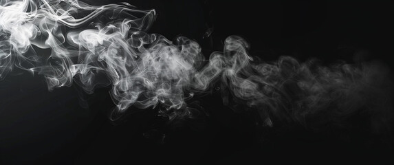 A captivating formation of dense smoke curls against a pitch-black backdrop, presenting a rich contrast that highlights the smoke&rsquo;s fluid and organic shapes. Ideal for use in artistic projects, video 