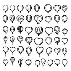 Balloon Icon Line Art: Editable Vector Celebration Symbol.Vector Balloon Line Icon: Celebration Symbol and Editable Design Balloon icon set. party balloon icon silhouette