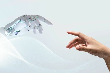 Technology human touch background, modern remake of The Creation of Adam