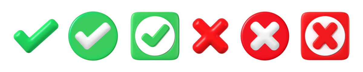 3d green check mark, red cross mark icon © Rawpixel.com