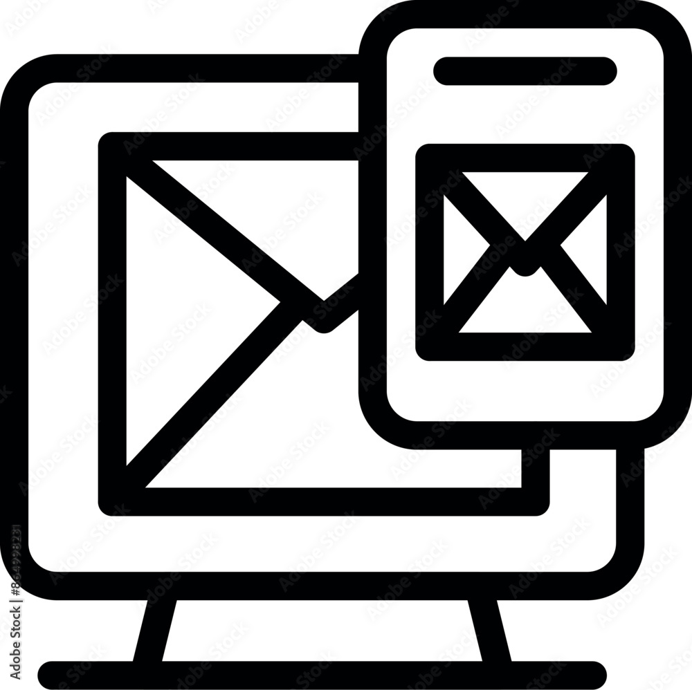 Poster icon of a computer screen with an email message notification, symbolizing receiving new mail