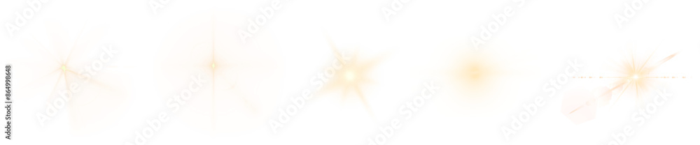 Poster flare light effect png element set on transparent background