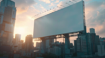 Blank Advertising Board in City Environment