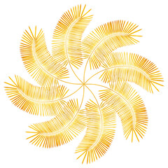 Feuilles dorées de palmier, fond blanc 