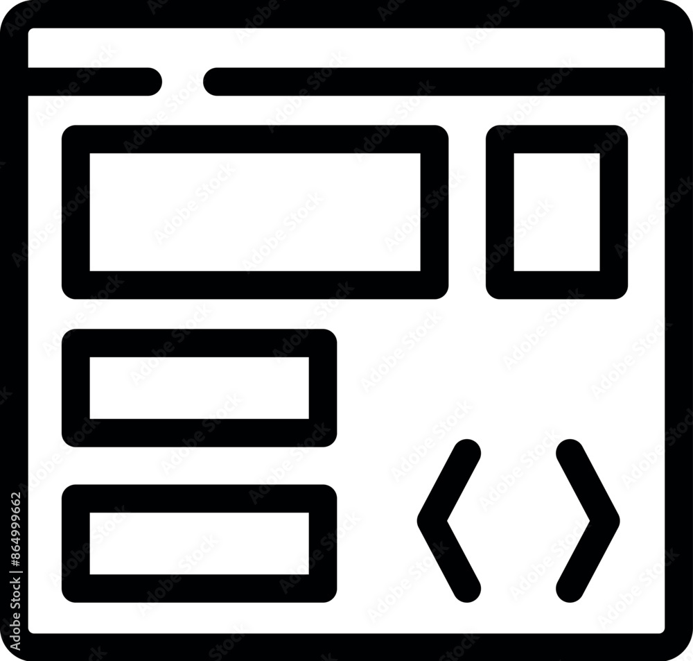 Poster simple wireframe of a website layout is depicting boxes for content and navigation arrows