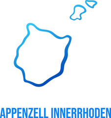 Appenzell Innerrhoden Canton of Switzerland simplified, hand drawn blue gradient map with title