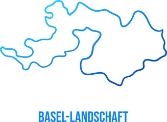 Obraz premium Basel Landschaft Canton of Switzerland simplified blue gradient map with title