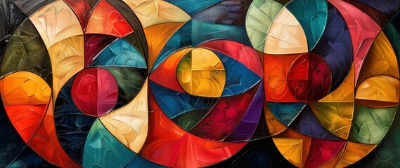 Textured colorful art deco abstract background from beautiful geometric figures and shapes