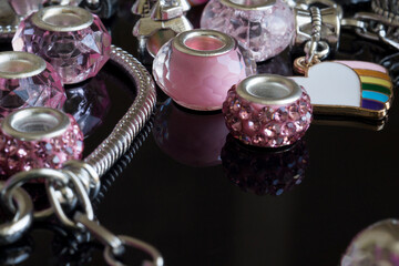jewelry beads with bright colorful crystals luxury fashion accessory background