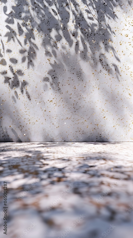 Aufkleber 3d render of abstract pearl granite background with shadows and sun rays, empty space for product pr