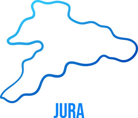 Jura Canton, Switzerland simplified map with blue gradient and title