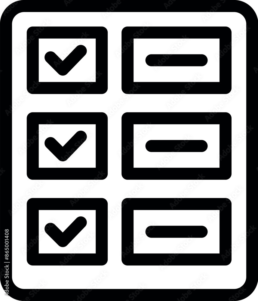 Poster icon of a checklist on a tablet screen, symbolizing task management and productivity