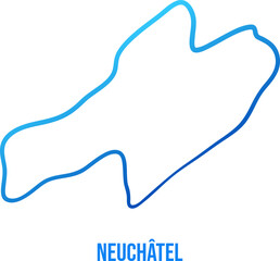 Neuchâtel Canton, Switzerland simple abstract blue gradient map with title
