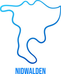 Nidwalden Canton of Switzerland smooth abstract shape blue map with title