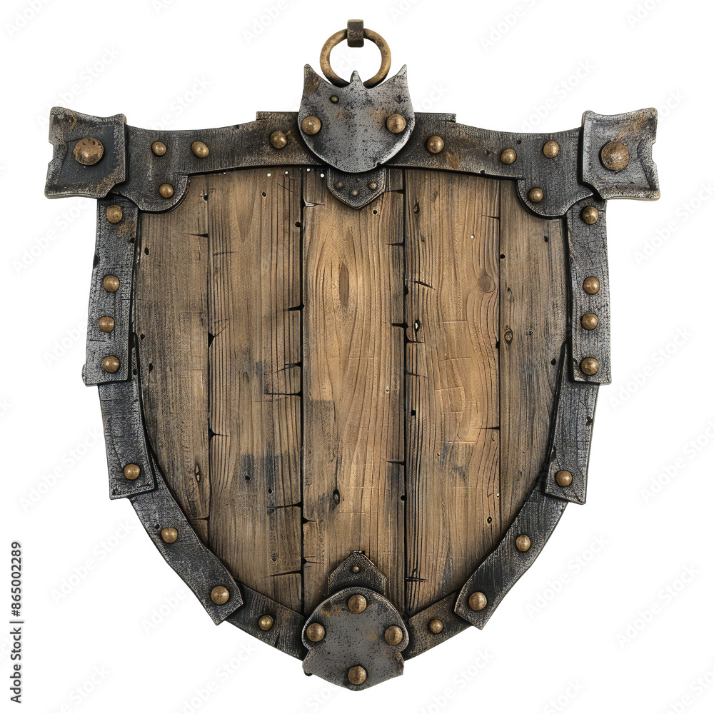 Sticker blank medieval sign isolated on transparent background generative ai