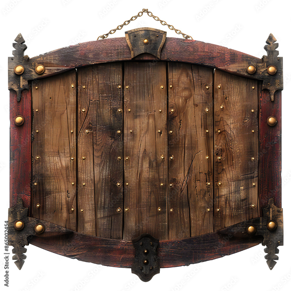 Sticker blank medieval sign isolated on transparent background generative ai