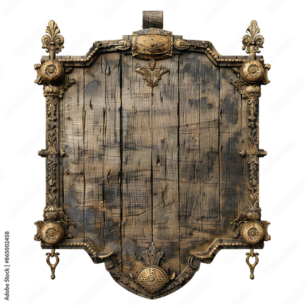 Sticker blank medieval sign isolated on transparent background generative ai
