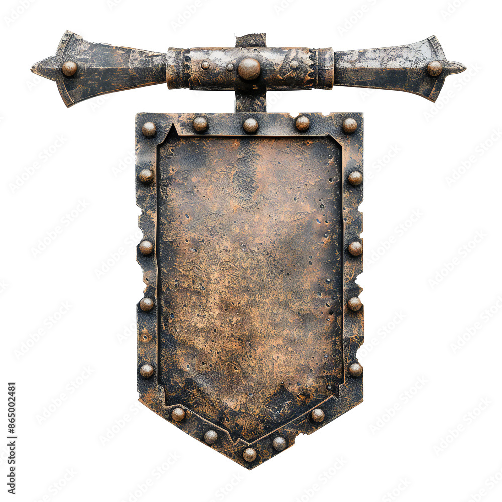 Sticker blank medieval sign isolated on transparent background generative ai