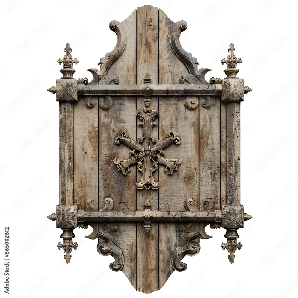 Sticker blank medieval sign isolated on transparent background generative ai