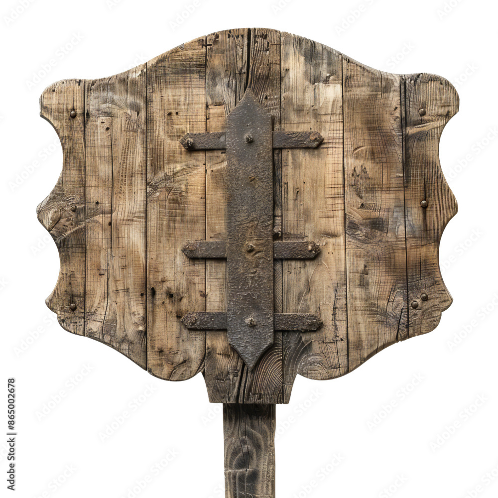 Sticker blank medieval sign isolated on transparent background generative ai