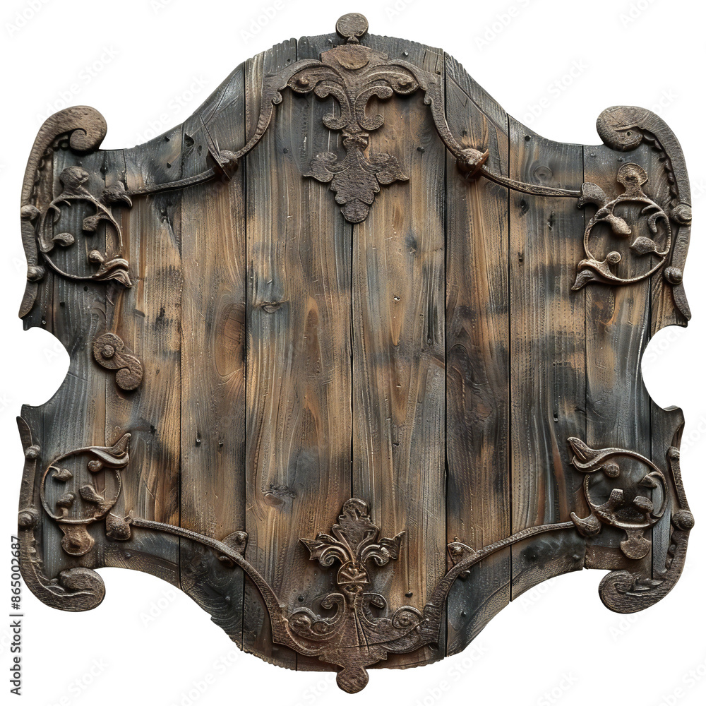 Sticker blank medieval sign isolated on transparent background generative ai