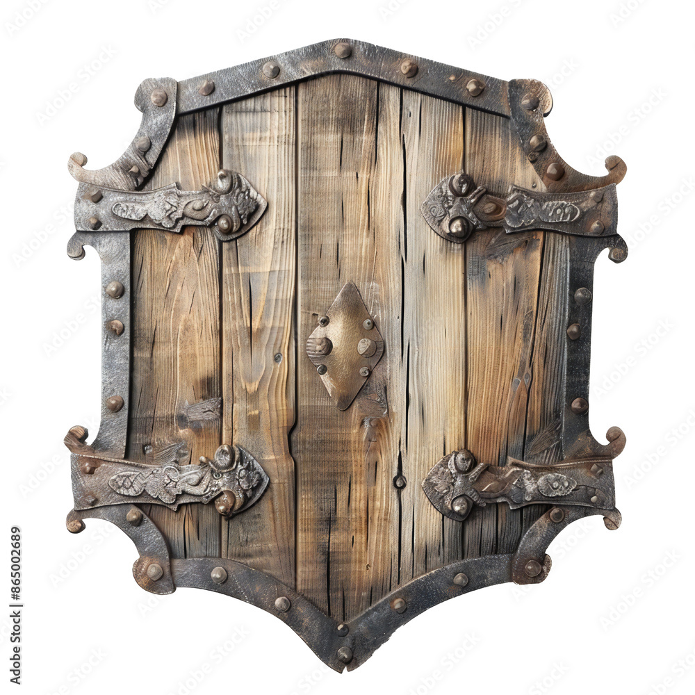 Sticker blank medieval sign isolated on transparent background generative ai