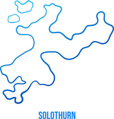Solothurn canton of Switzerland simplified abstract shape blue map