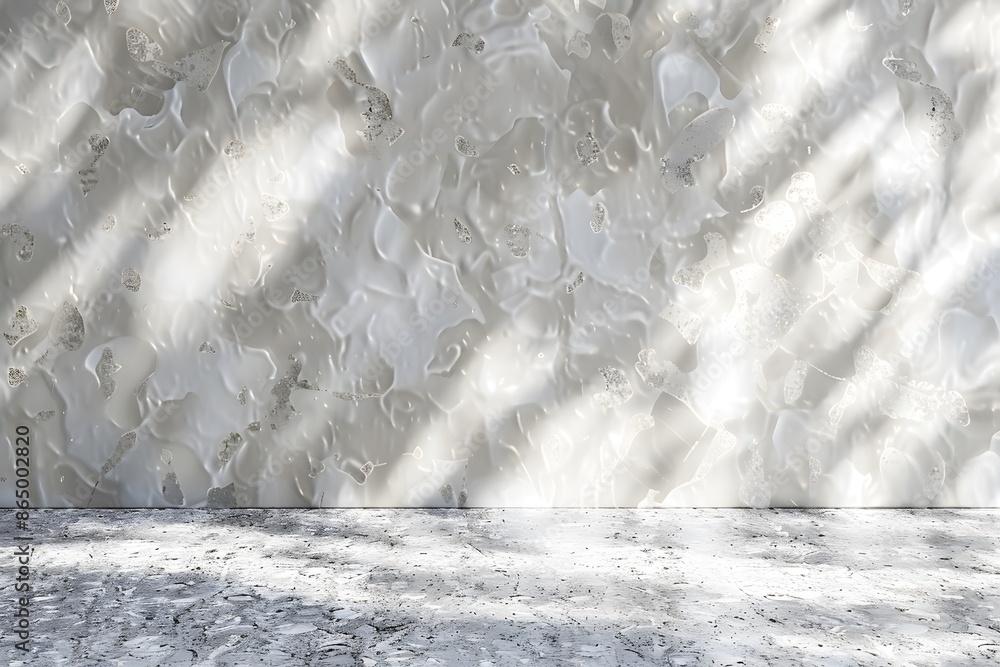 Aufkleber 3d render of abstract pearl granite background with shadows and sun rays, empty space for product pr