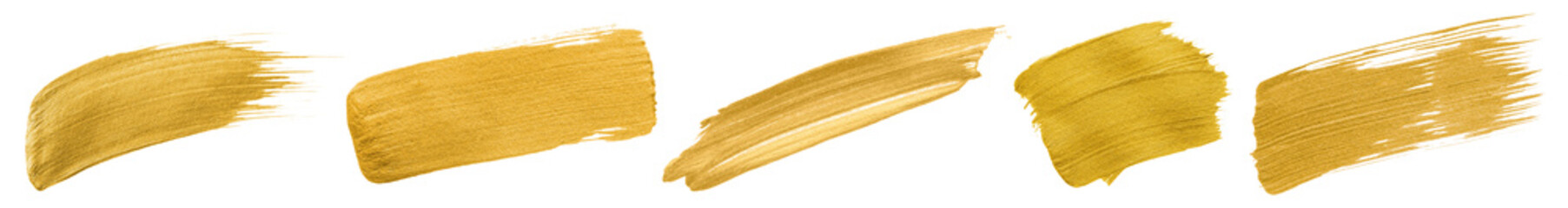 Naklejka premium Gold brush stroke texture set