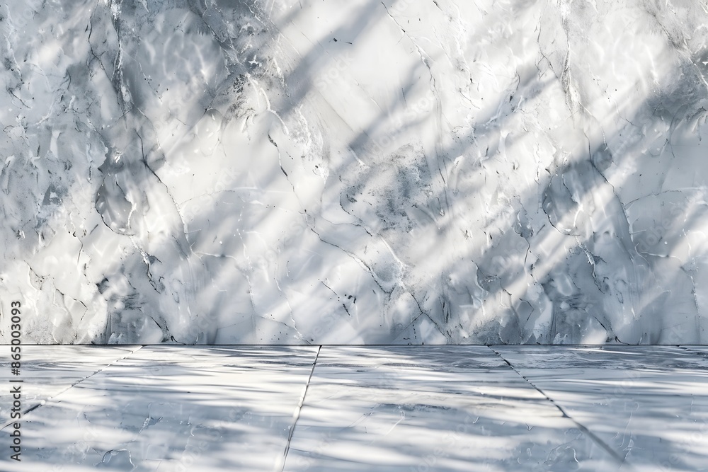 Aufkleber 3d render of abstract pearl granite background with shadows and sun rays, empty space for product pr