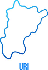 Switzerland, Uri canton simplified blue gradient map with title