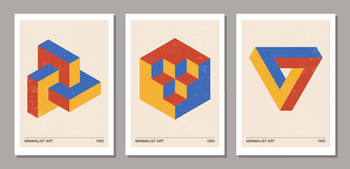 Set of minimal 20s geometric design posters