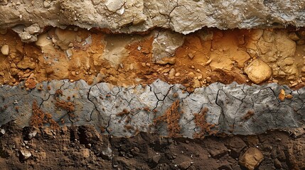 Close-up view of soil layers