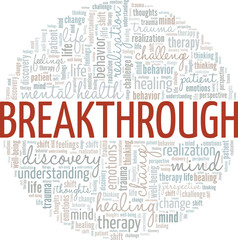 Mental Breakthrough word cloud conceptual design isolated on white background.