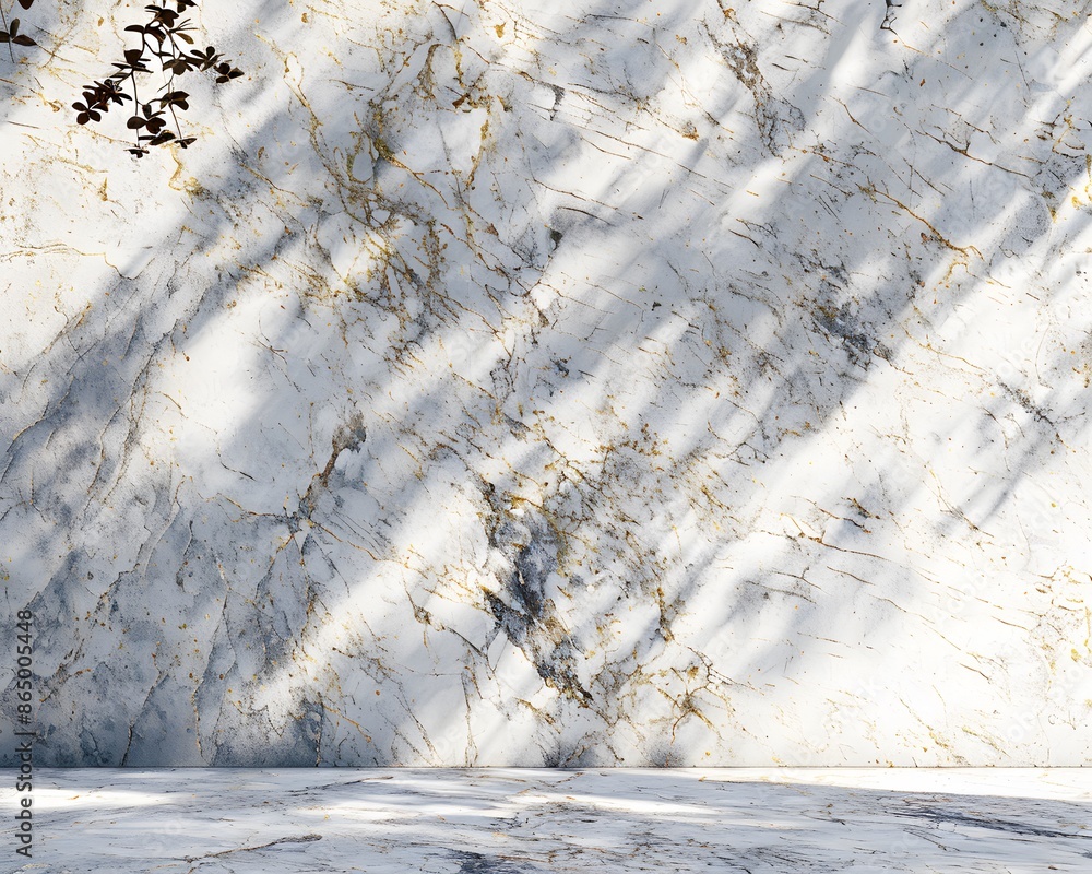Aufkleber 3d render of abstract pearl granite background with shadows and sun rays, empty space for product pr