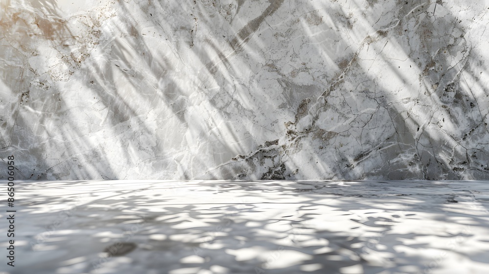 Aufkleber 3d render of abstract pearl granite background with shadows and sun rays, empty space for product pr