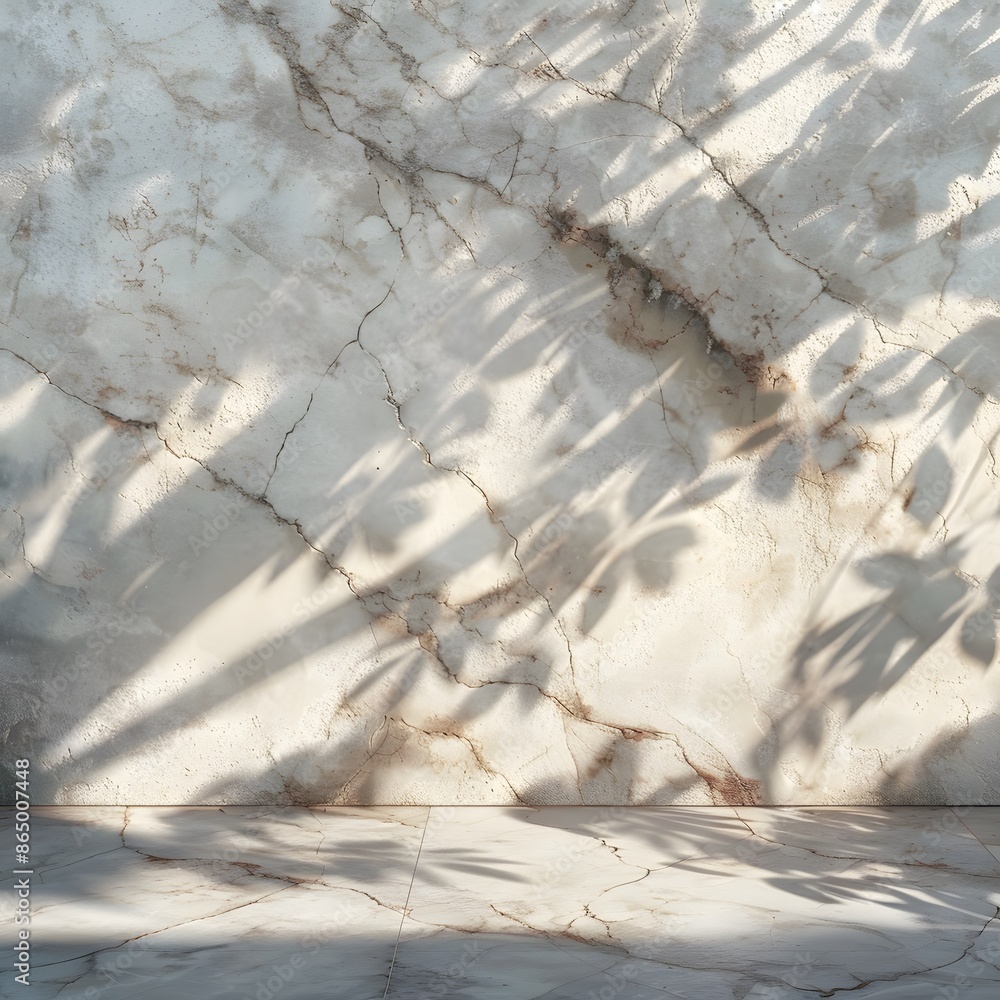 Aufkleber 3d render of abstract pearl granite background with shadows and sun rays, empty space for product pr