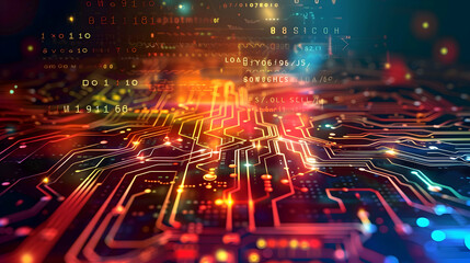 abstract circuit board with glowing digital technology background motherboard illustration,technology concept,generative ai
