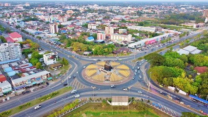 Fototapeta premium Aerial Views of Buri Ram Province, Thailand