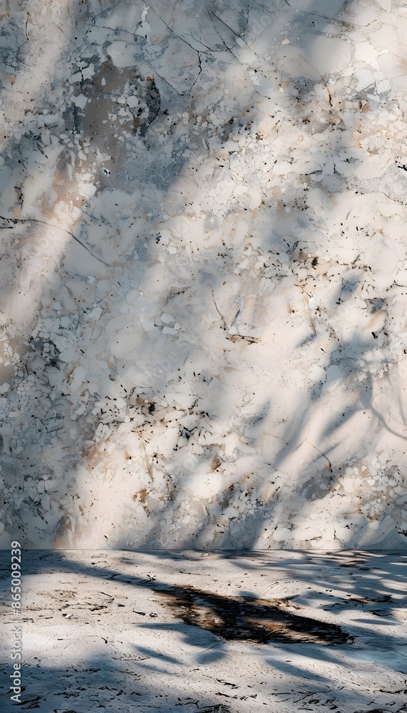 Aufkleber 3d render of abstract pearl granite background with shadows and sun rays, empty space for product pr