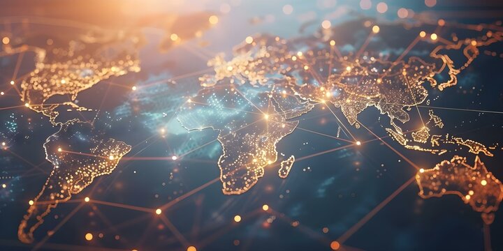 Mapping Global Network Connections High-Speed Data Transmission Around the World. Concept Data Networks, International Connectivity, High-Speed Transmission, Global Mapping, Network Infrastructure