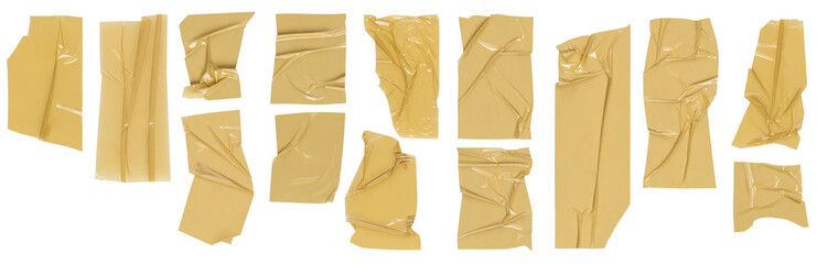 Wrinkled packaging tape png cut out element set