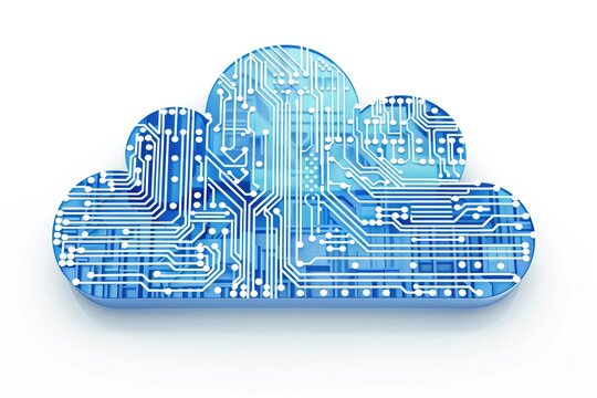 cloud computing icon with circuit background, generative ai