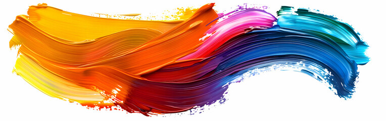abstract rainbow colored painting artwork on white background,generative ai