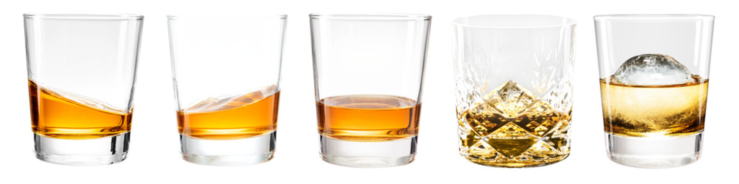 PNG Variety of whiskey glasses set