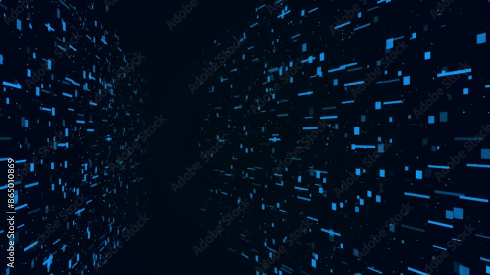 Aufkleber deep cyber waves lights digital art background lines particles big data streams animation. cyberspac