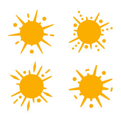 Set of abstract sun images on a white background. Solar symbols. Vector isolated on white background.