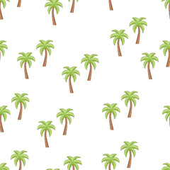 Seamless pattern Palm tree cartoon icon. Vector illustration, background tropical plant.